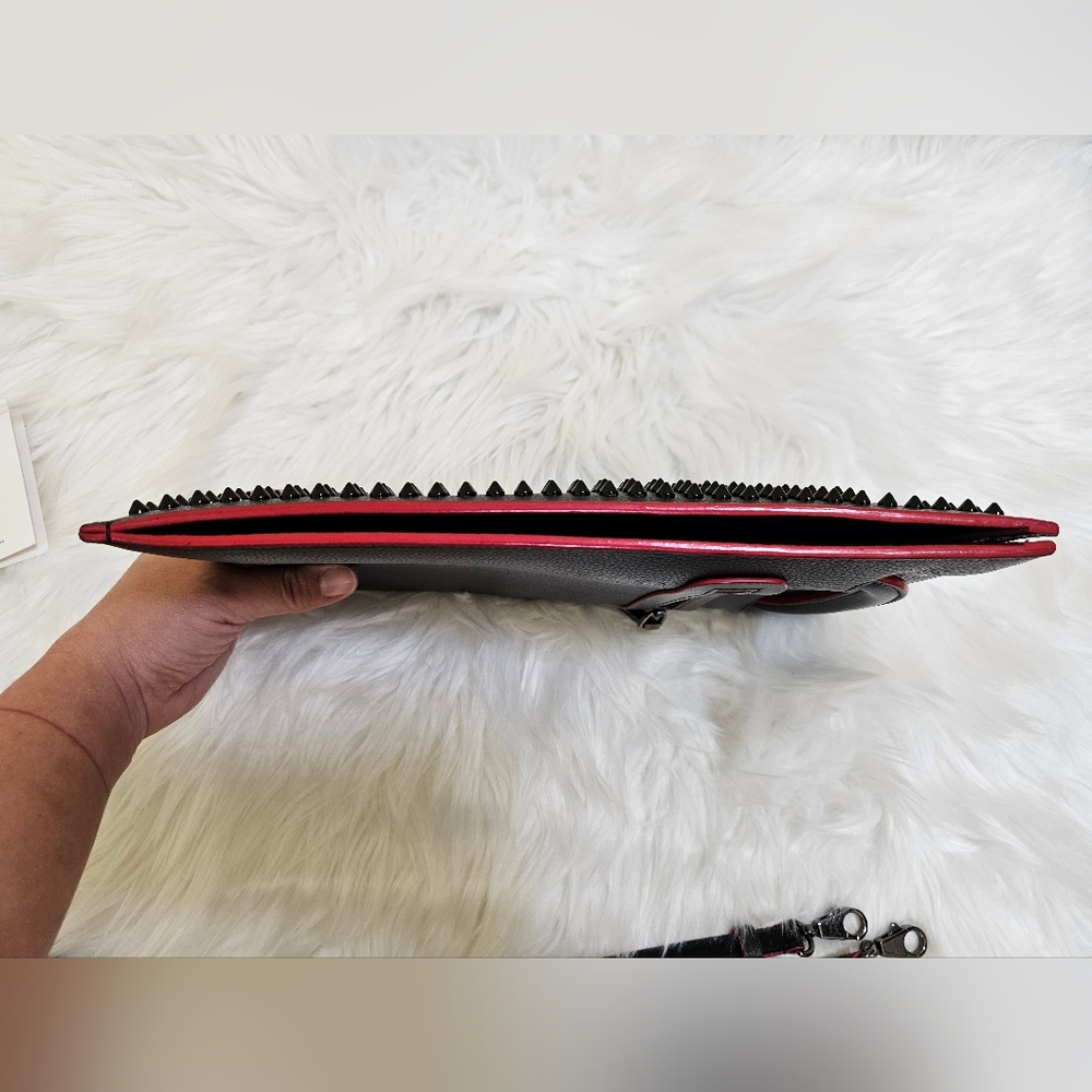 Christian Louboutin Handbag Trick Track Small Spike Studs Black Clutch 3way Bag - Picture 6 of 17